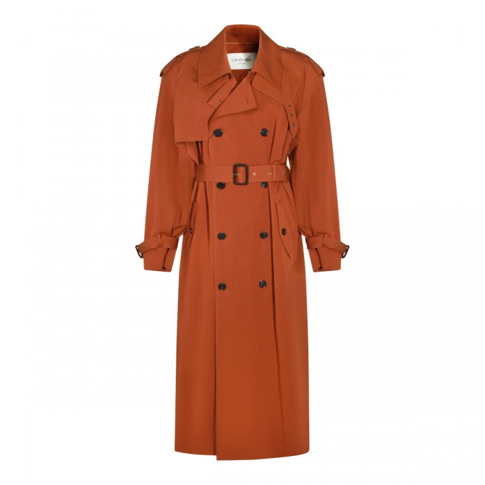 DARK ORANGE COTTON TRENCH COAT