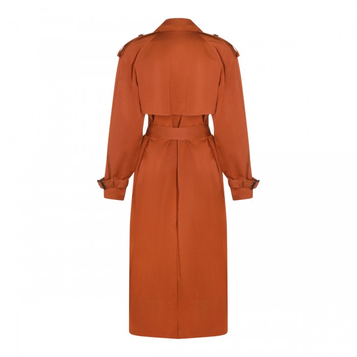 DARK ORANGE COTTON TRENCH COAT 2