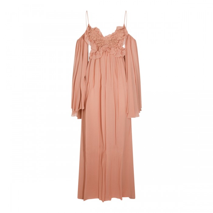 PINK VISCOSE MIDI DRESS