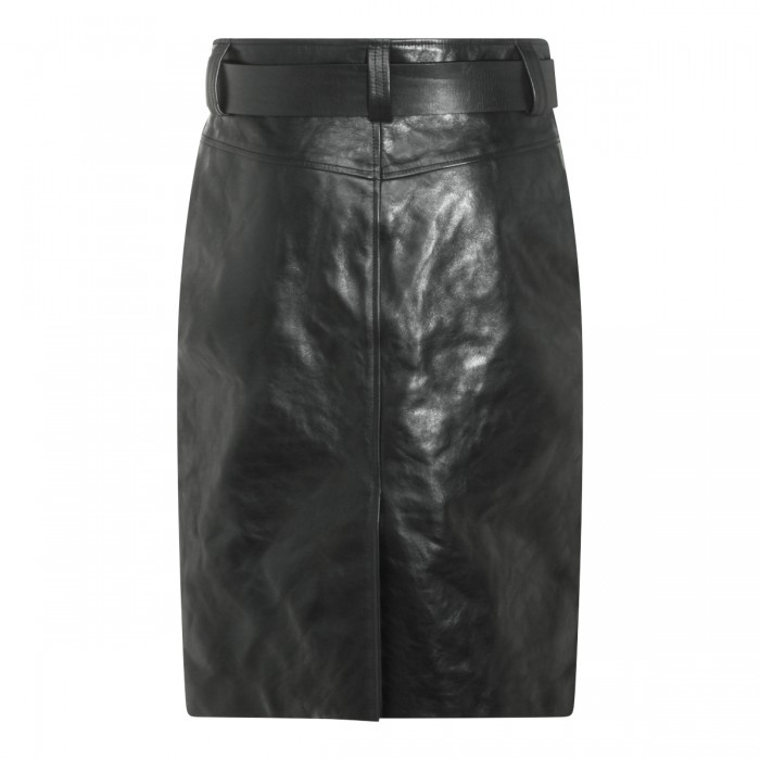 BLACK LEATHER MIDI SKIRT 2