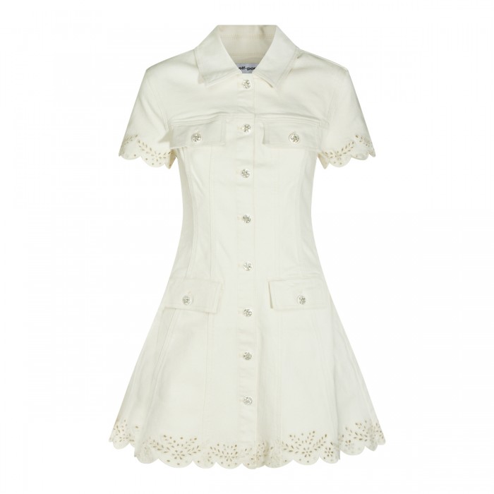 CREAM COTTON MINI DRES