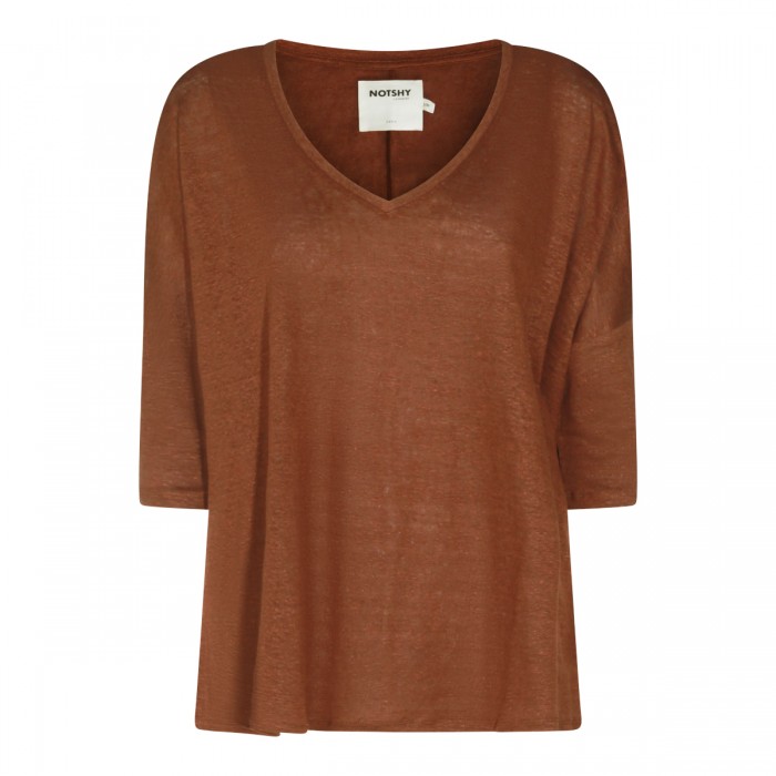 BROWN LINEN T-SHIRT