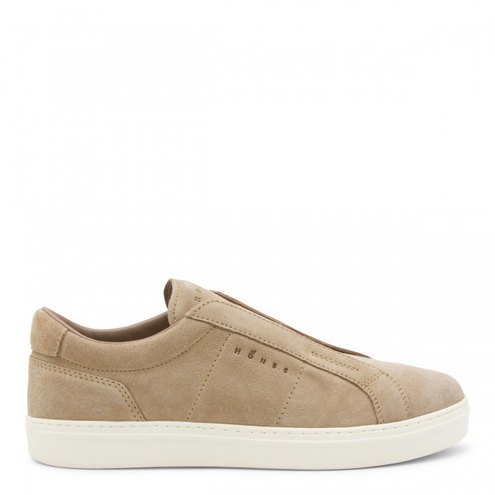BEIGE SUEDE SLIP ON SNEAKERS