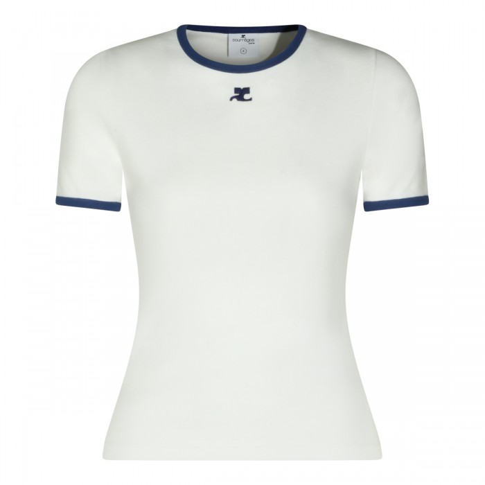 WHITE AND BLACK COTTON T-SHIRT