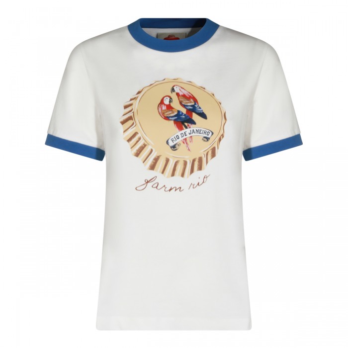 WHITE AND BLUE COTTON T-SHIRT