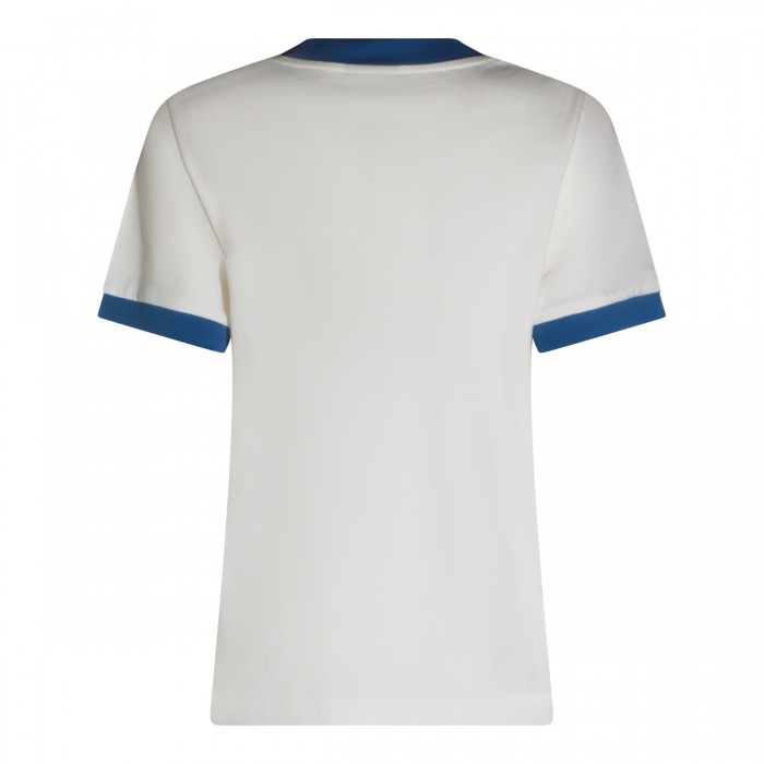 WHITE AND BLUE COTTON T-SHIRT 2