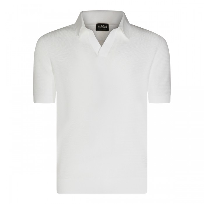 WHITE COTTON POLO SHIRT