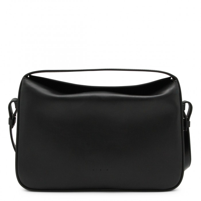BLACK LEATHER TOP HANDLE BAG