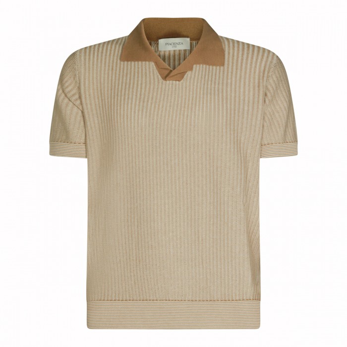 SAND COTTON BLEND POLO SHIRT