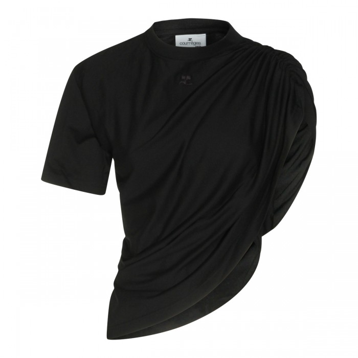 BLACK COTTON STRETCH TOP