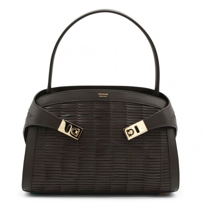 BROWN LEATHER HUG SHOULDER BAG