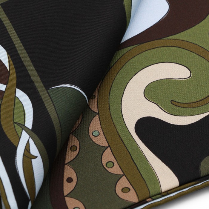 KHAKI BLUE SILK SCARF 2