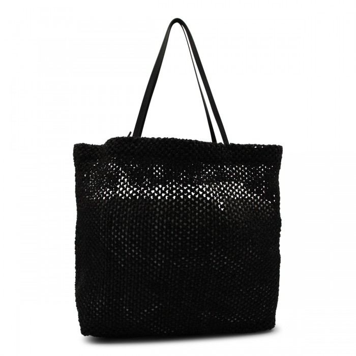 BLACK RAFFIA BARN TOTE