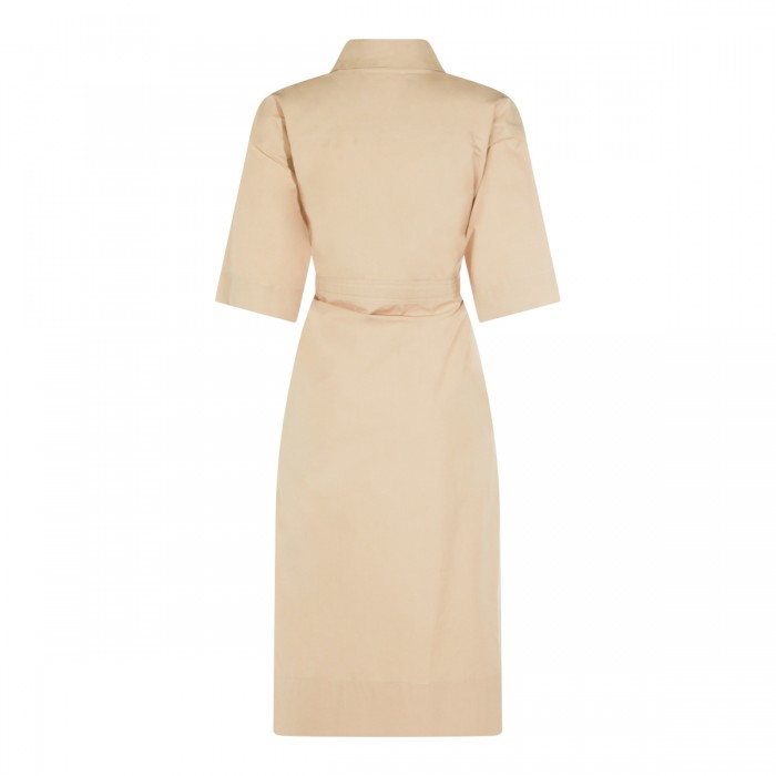 BEIGE COTTON MIDI DRESS 2