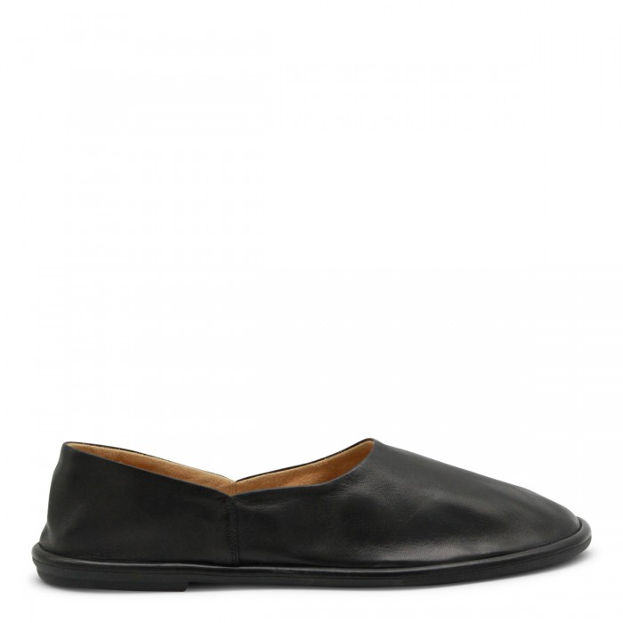 BLACK LEATHER CANAL FLATS