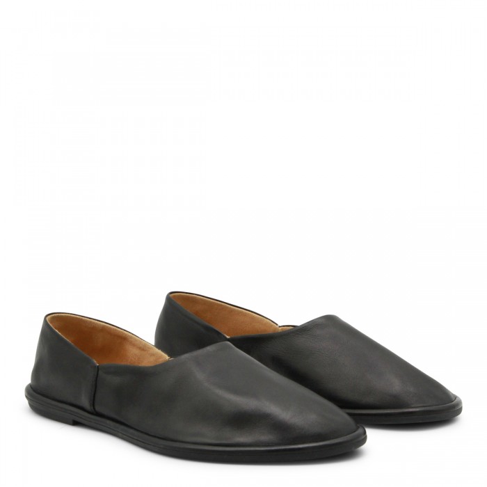 BLACK LEATHER CANAL FLATS 2