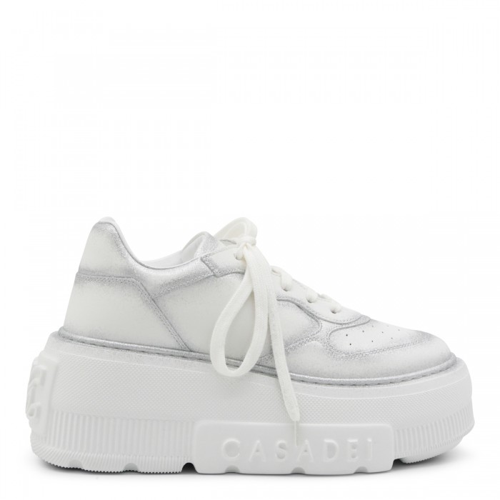 WHITE AND GREY LEATHER...