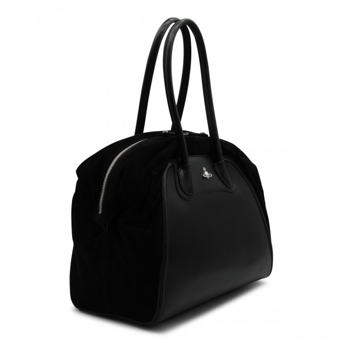 BLACK LEATHER TOP HANDLE BAG 2