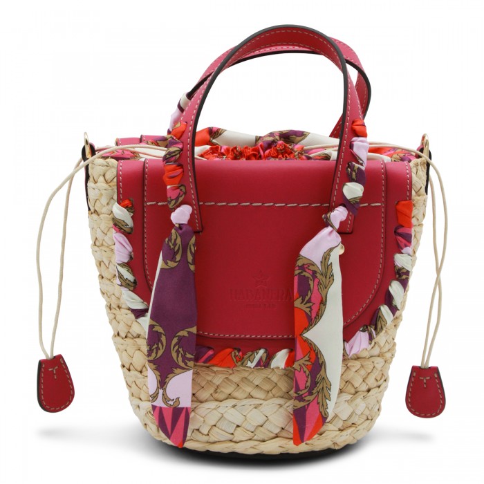 RED RAFFIA SATCHEL