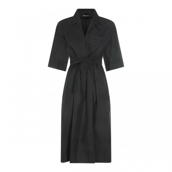 BLUE NAVY COTTON MIDI DRESS