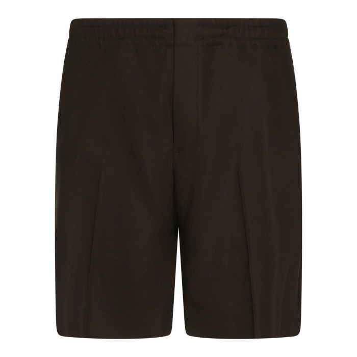 DARK BROWN LINEN SHORTS