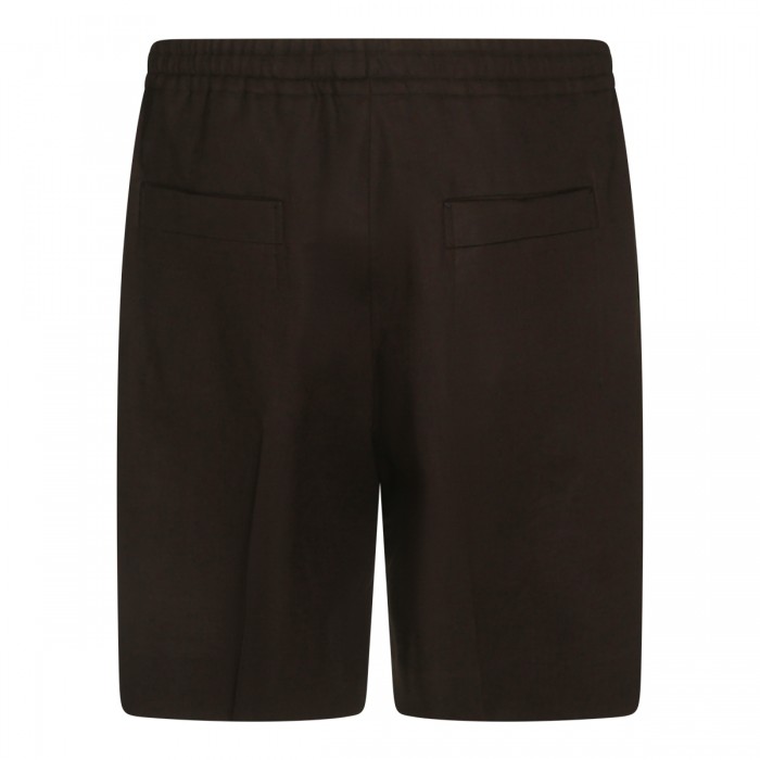 DARK BROWN LINEN SHORTS 2