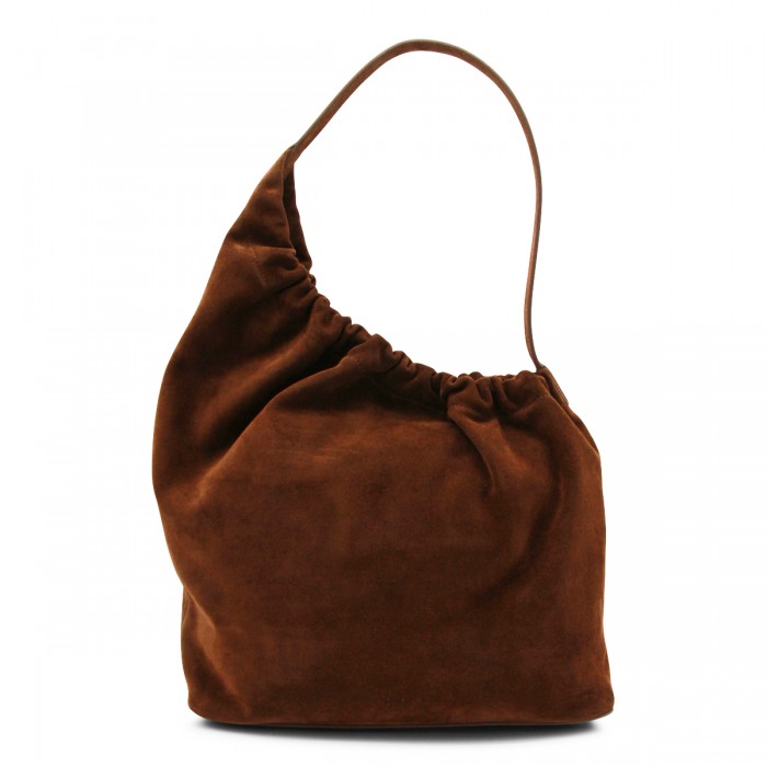 BROWN LEATHER DEMI LUNE...