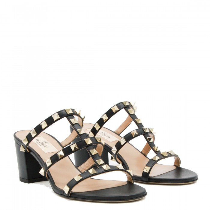 BLACK LEATHER SANDALS 2