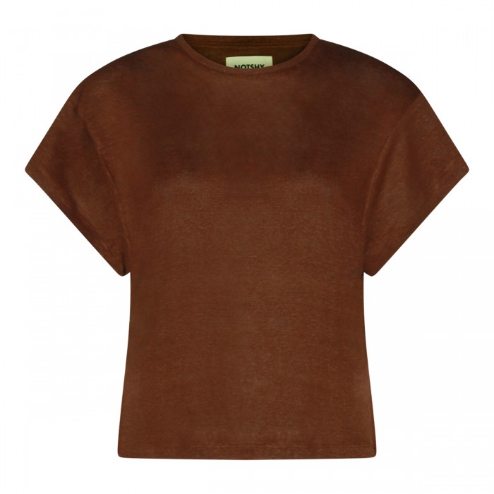 BROWN LINEN T-SHIRT