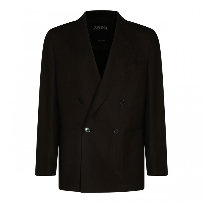 DARK BROWN LINEN BLAZER