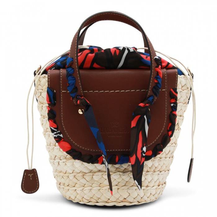 BROWN RAFFIA SATCHEL
