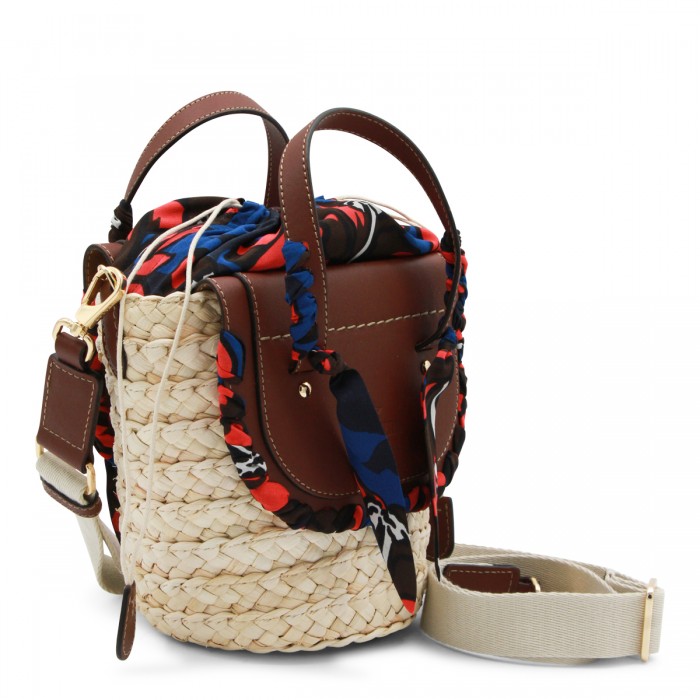 BROWN RAFFIA SATCHEL 2