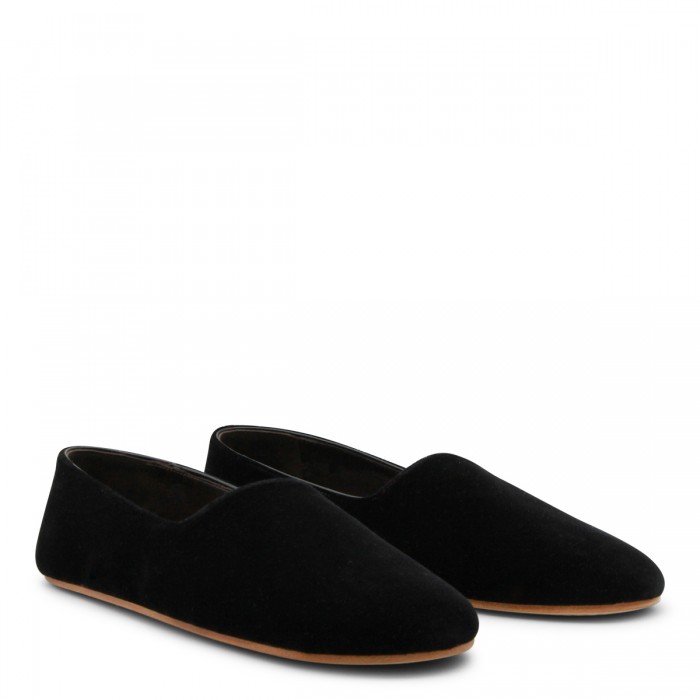 BLACK LEATHER PONTI FLATS 2