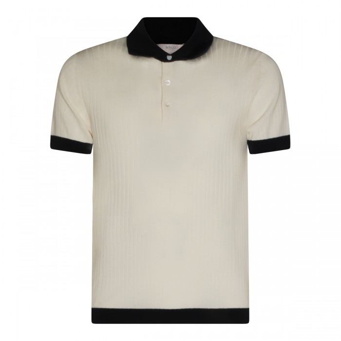 WHITE AND BLACK COTTON POLO...