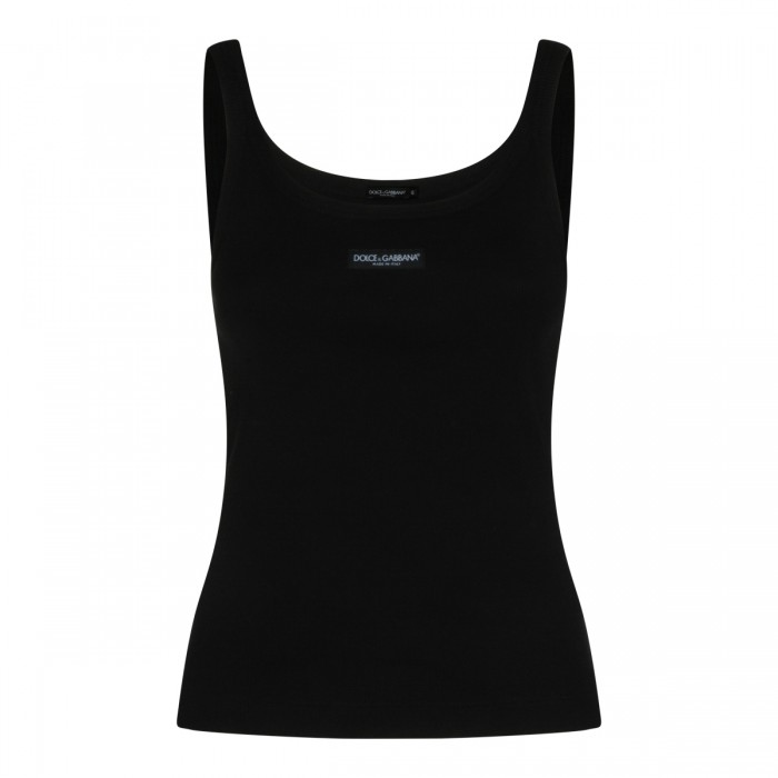 BLACK COTTON STRETCH TOP