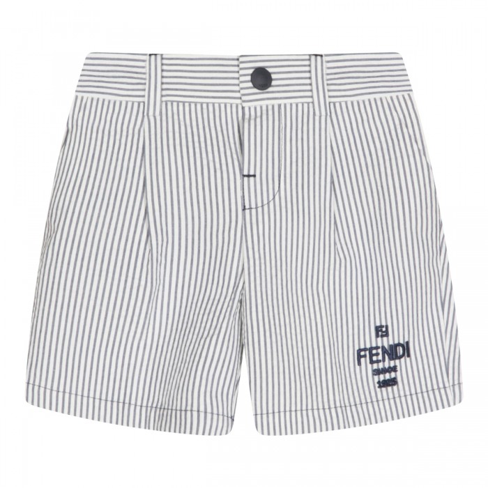 WHITE AND BLUE COTTON SHORTS