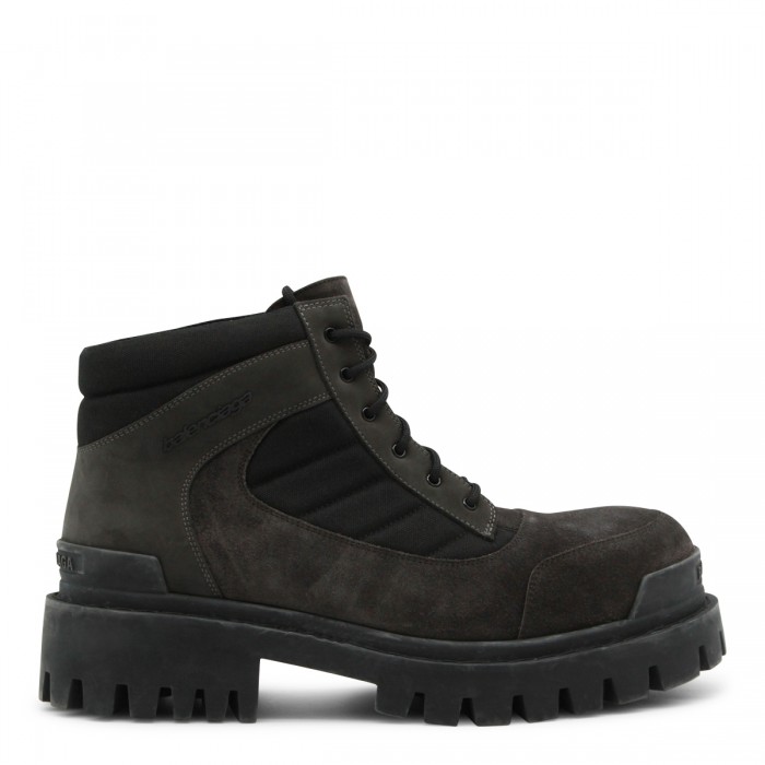 BLACK LEATHER LOW COMBAT...