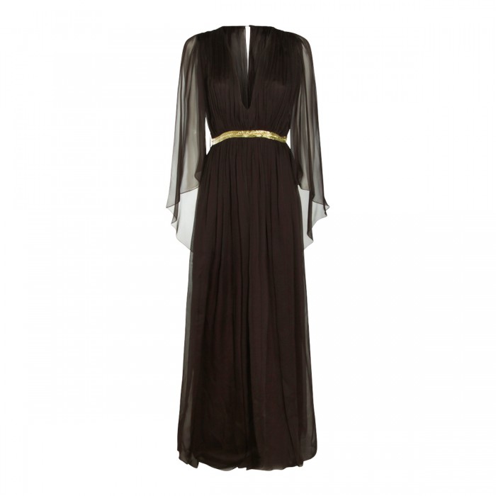DARK BROWN SILK DRESS