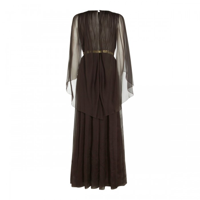 DARK BROWN SILK DRESS 2