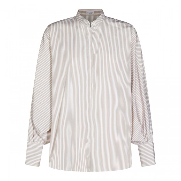WHITE AND BEIGE COTTON SHIRT