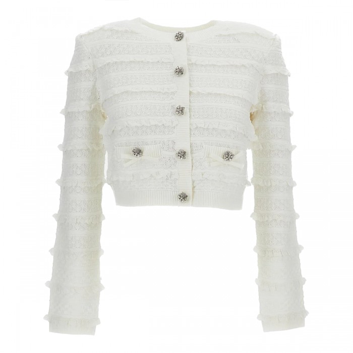 WHITE CROPPED CARDIGAN