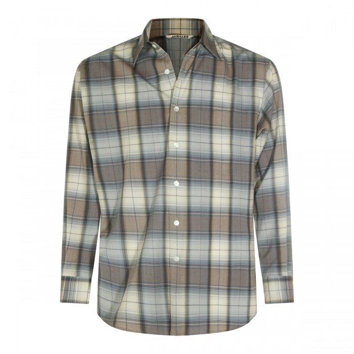 GREY AND BLUE WOOL SHIRT