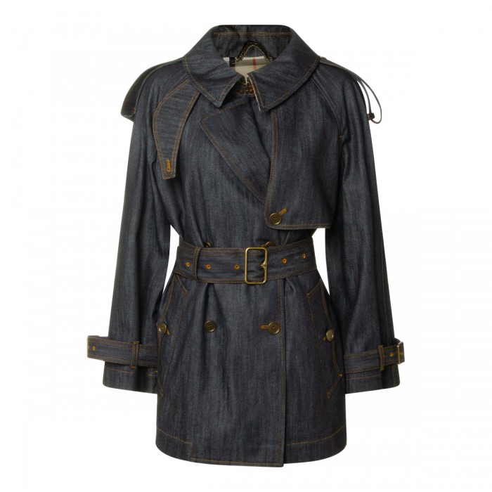 DARK BLUE COTTON TRENCH COAT