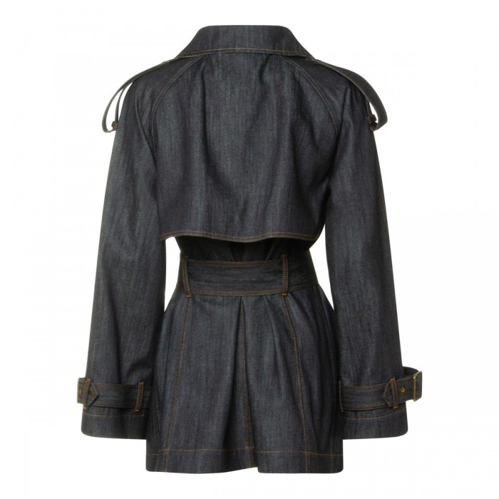 DARK BLUE COTTON TRENCH COAT 2