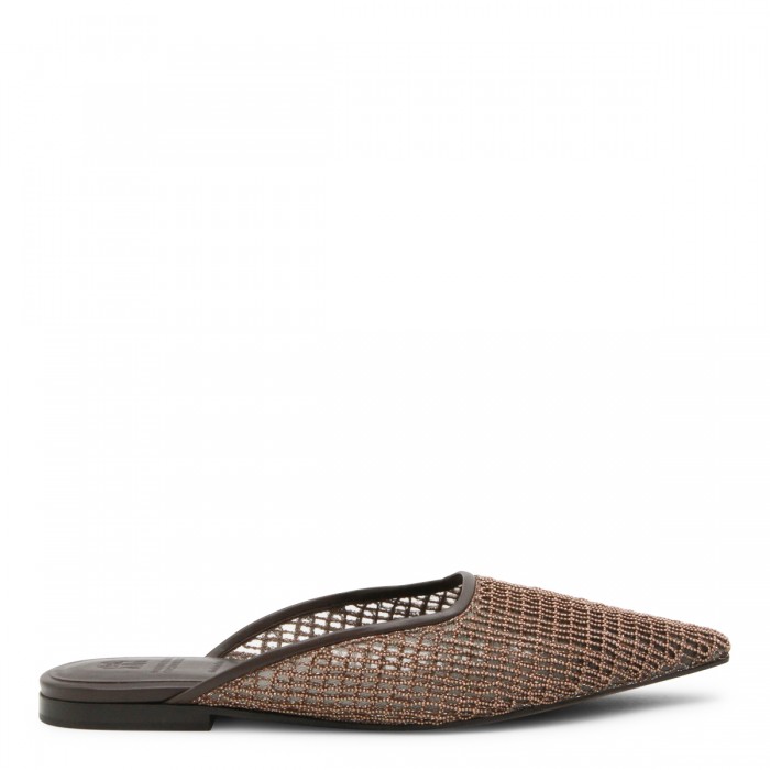 BROWN LEATHER SLIPPER FLATS