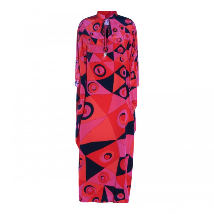 FUCHSIA AND BLACK SILK DRESS