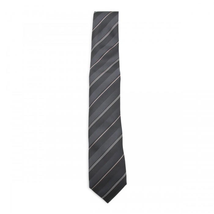 GREY SILK STRIPED TIE