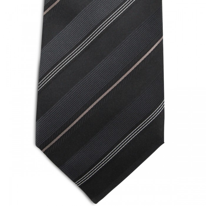 GREY SILK STRIPED TIE 2