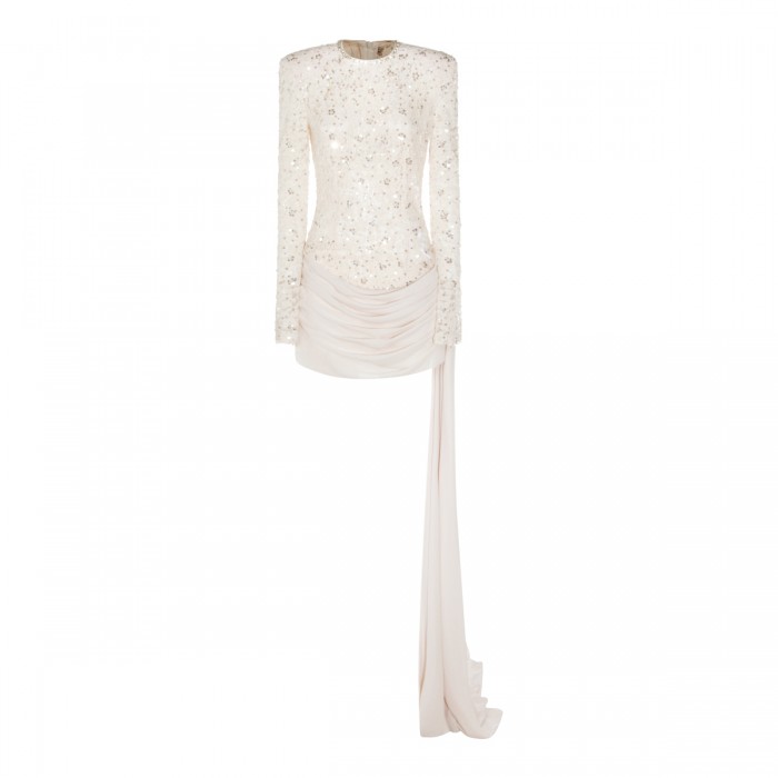 WHITE IN LACE MINI DRESS