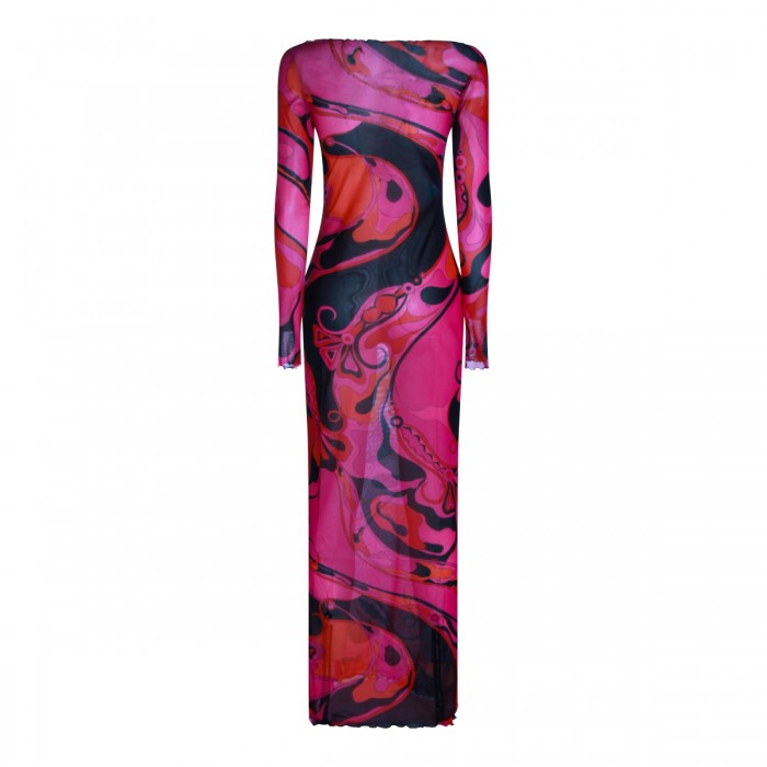 FUCHSIA AND BLACK SILK DRESS 2